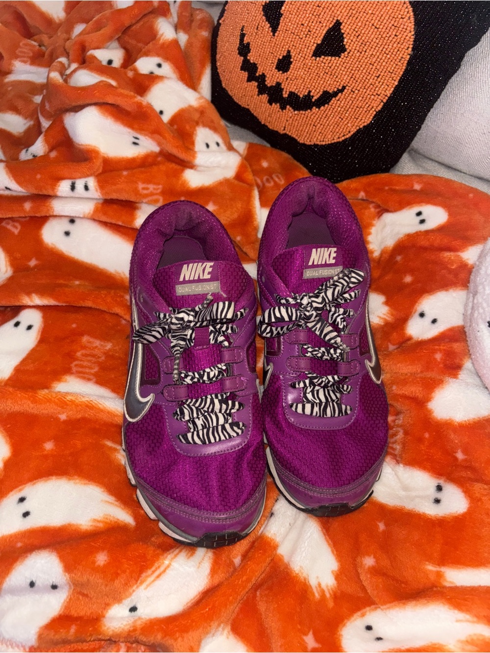 Nike Women’s Purple Dual Fushion Sneakers with Zebra Laces